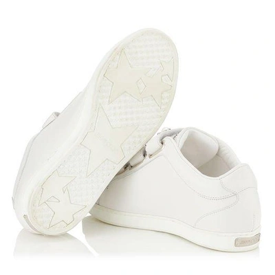 Shop Jimmy Choo Ny White Nappa Leather Trainers With Beads And Crystals In White Mix