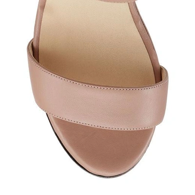 Shop Jimmy Choo Nylah 100 Ballet Pink Nappa Leather Wedge Sandals With Crystal Buckle In Ballet Pink/crystal