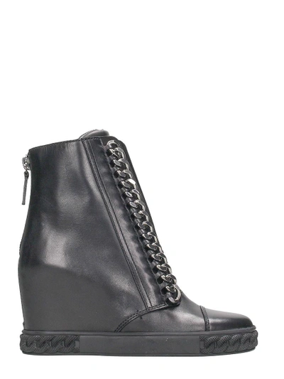 Shop Casadei Black Wedge Sneakers