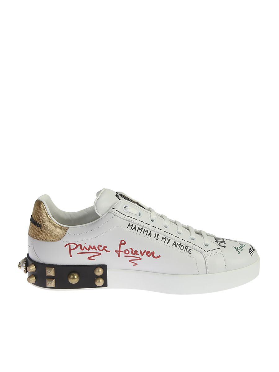 dolce & gabbana embellished leather sneakers