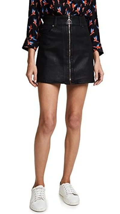 Shop 7 For All Mankind Zip Front Miniskirt In Black