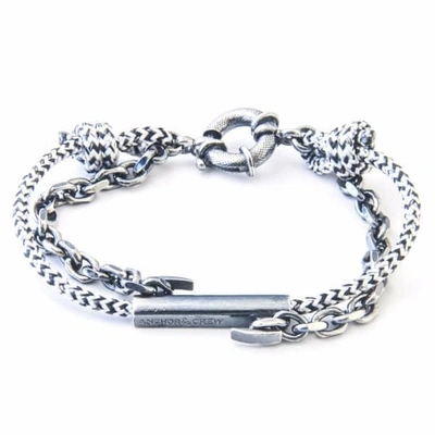 Shop Anchor & Crew White Noir Belfast Silver & Rope Bracelet