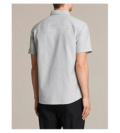 Shop Allsaints Hungtingdon Embroidered Cotton Shirt In Dark Gull Grey