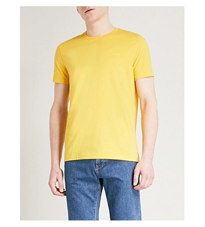 Shop Hugo Boss Logo-print Cotton-jersey T-shirt In Medium Yellow