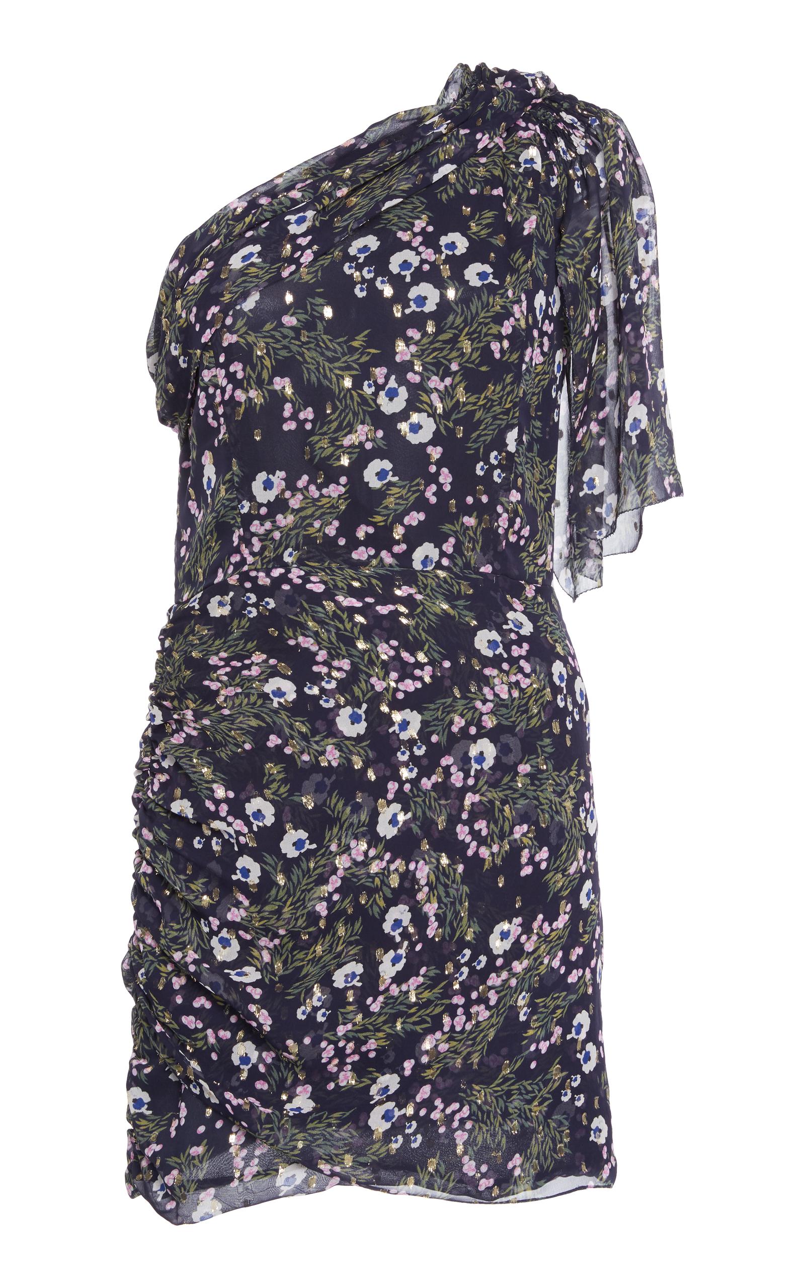 Isabel Marant Navy Myron Metallic Bloom Off-the-shoulder Dress In ...