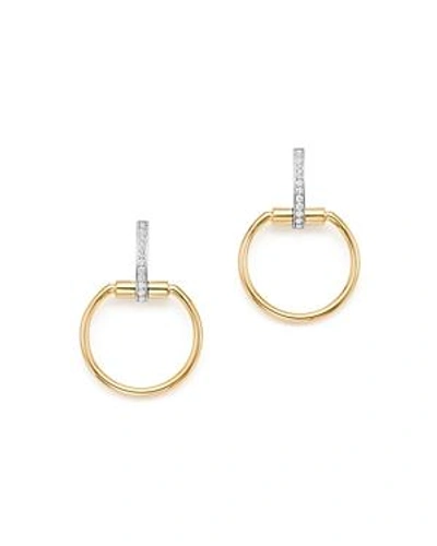 Shop Roberto Coin 18k Yellow & White Gold Classic Parisienne Diamond Small Round Earrings In Yw