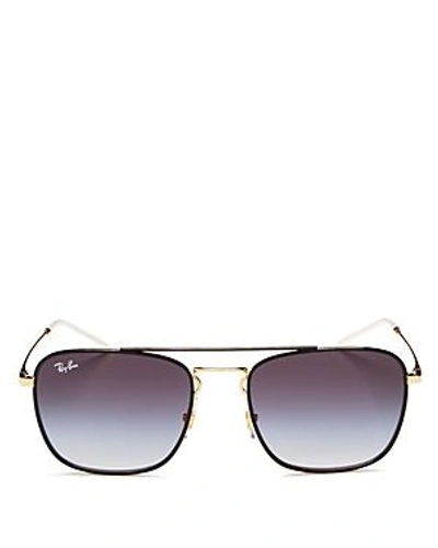 Shop Ray Ban Ray-ban Brow Bar Square Sunglasses, 55mm In Gold/black/gray Gradient