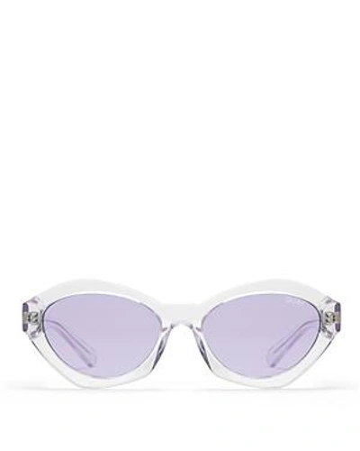 Shop Quay Women's As If! Geometric Cat Eye Sunglasses, 50mm In Clear/purple Solid