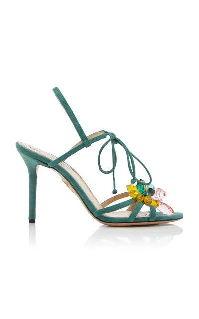 Shop Charlotte Olympia Tallulah Suede Sandal In Blue