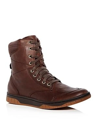 Shop Diesel Men's Tatradium S-boulevard Leather High Top Sneakers In Coffee