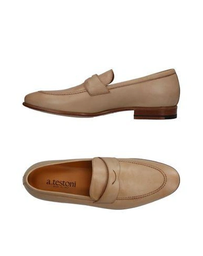 Shop A.testoni Loafers In Sand