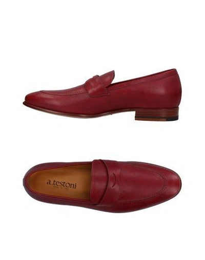Shop A.testoni Loafers In Maroon