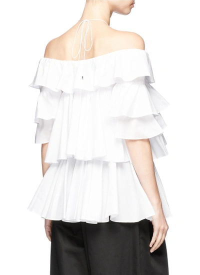 Shop Tome Tiered Ruffle Halterneck Off-shoulder Blouse