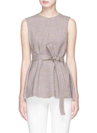 Shop Theory 'desza' Belted Check Plaid Virgin Wool Top