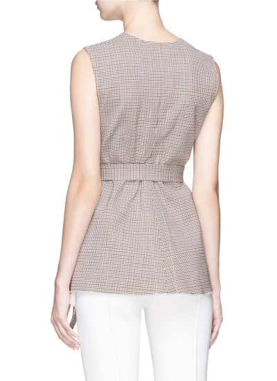 Shop Theory 'desza' Belted Check Plaid Virgin Wool Top