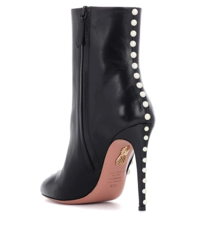 Shop Aquazzura Follie Pearls Leather Ankle Boots