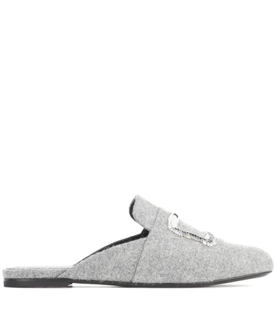 Shop Roger Vivier Exclusive To Mytheresa.com - Embellished Felt Slippers In Grey