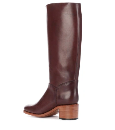 A.p.c. Iris Block-heel Leather Knee-high Boots In Dark Brown | ModeSens