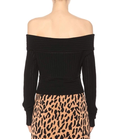 Shop Diane Von Furstenberg Wool-blend Off-the-shoulder Top In Black