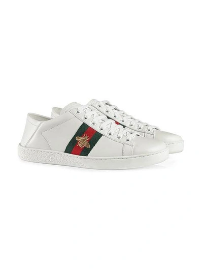 Shop Gucci White Ace Leather Sneakers