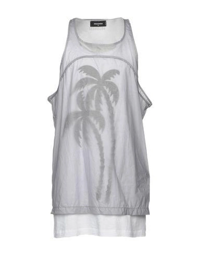 Shop Dsquared2 Tank Tops In Light Grey