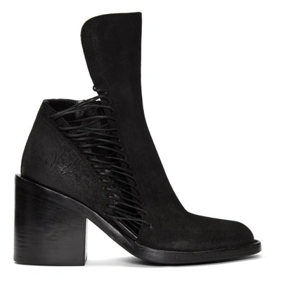 Shop Ann Demeulemeester Black Suede Closer Lace-up Boots In 352 099 Black