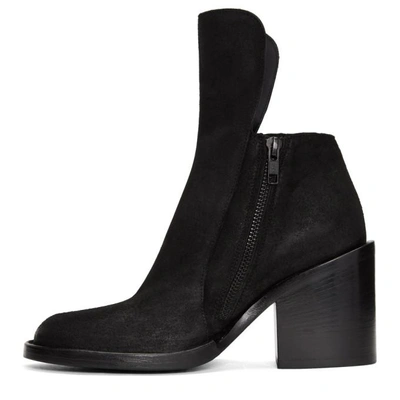 Shop Ann Demeulemeester Black Suede Closer Lace-up Boots In 352 099 Black