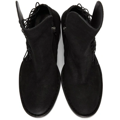 Shop Ann Demeulemeester Black Suede Closer Lace-up Boots In 352 099 Black