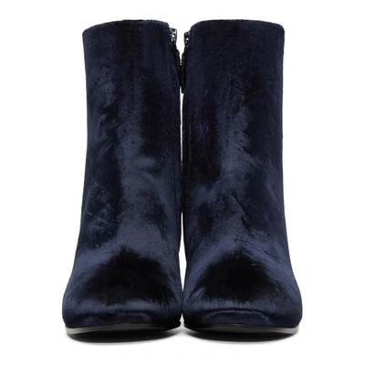 Shop Balenciaga Navy Velvet Ville Boots