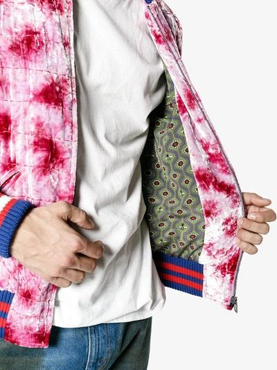 Shop Gucci Dragon Appliquéd Bomber Jacket In Pink/purple