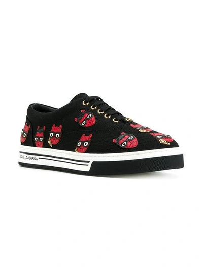 Shop Dolce & Gabbana Devil Designer Patch Brooklyn Sneakers In 80999