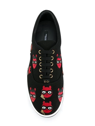 Shop Dolce & Gabbana Devil Designer Patch Brooklyn Sneakers In 80999