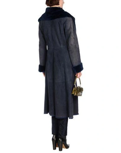 Shop Armani Collezioni Coats In Dark Blue