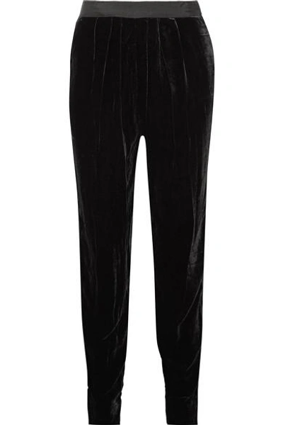Shop Ulla Johnson Monique Velvet Tapered Pants In Black