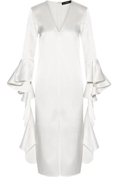 Shop Ellery Ruffled Satin-crepe Dress In Ivory