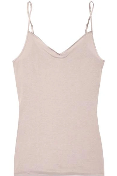 Hanro Satin-trimmed Mercerized Cotton Camisole In Skin