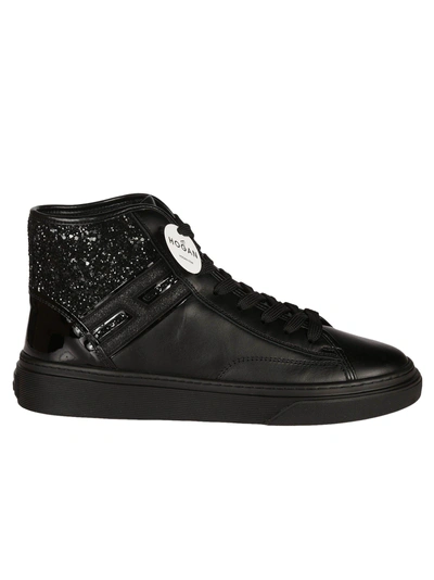 Shop Hogan Glitter Hi-top Sneakers In Black