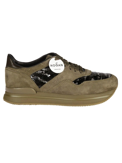 Shop Hogan H222 Sequin Platform Sneakers In Green