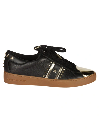 Shop Michael Michael Kors Frankie Stripe Sneakers In Black-pale Gold