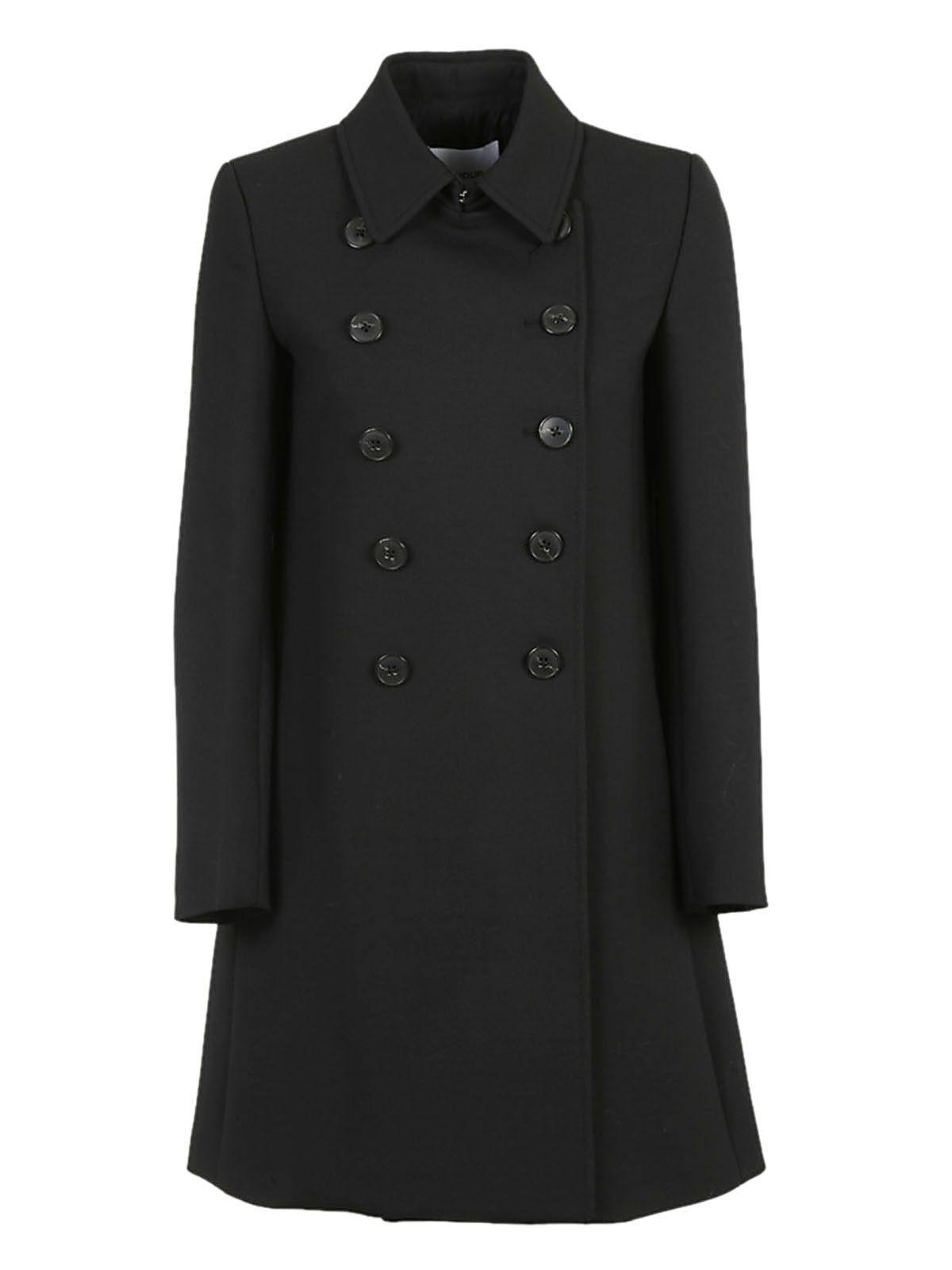 Dondup Double Breasted Coat In Nero | ModeSens