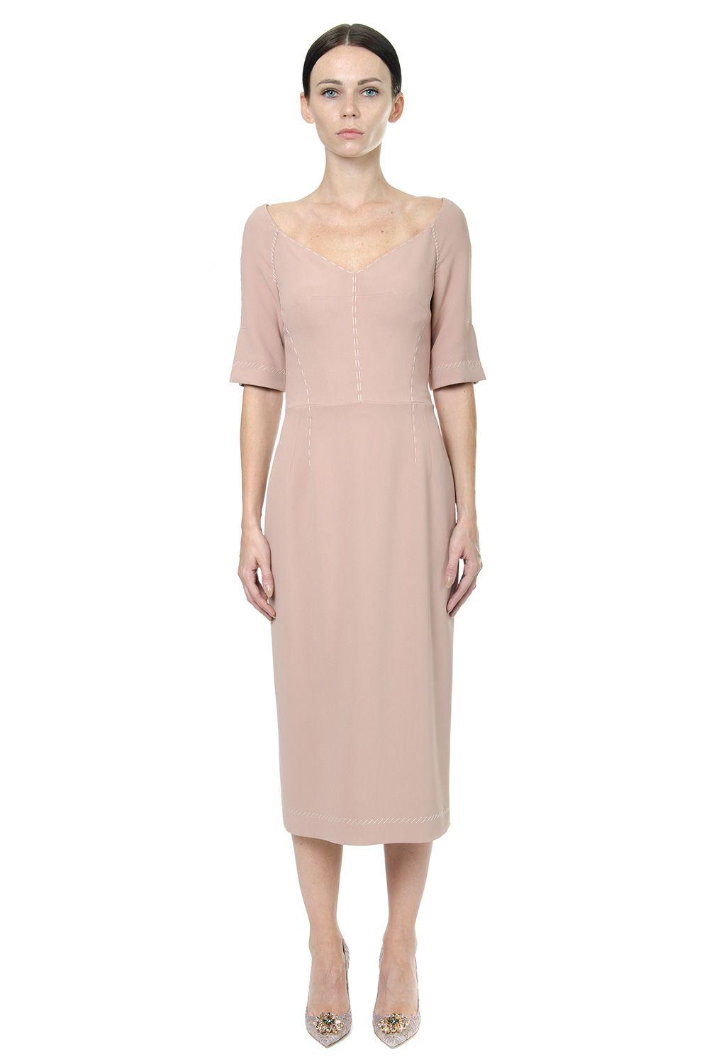 Dolce & Gabbana Crepe Sweetheart Neckline Fitted Dress In Lilac | ModeSens