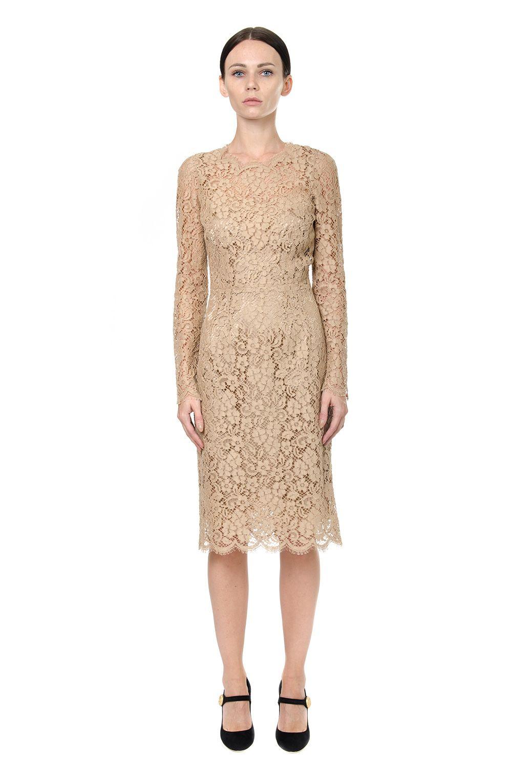 Dolce & Gabbana Cordonetto Lace Dress In Beige | ModeSens