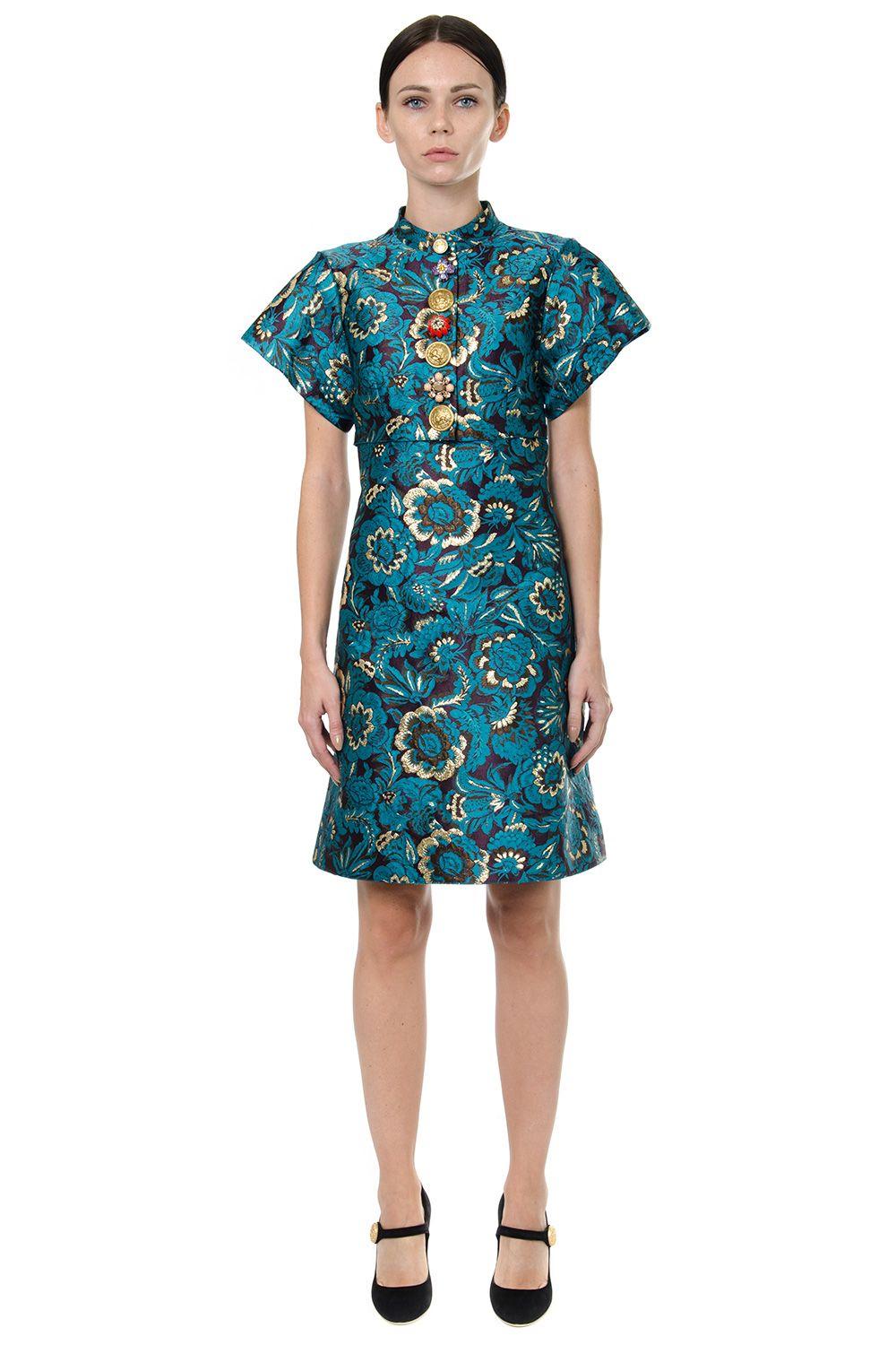 Dolce & Gabbana Floral Printed Jacquard Dress | ModeSens