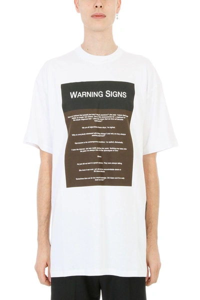Shop Raf Simons Warning Signs White Cotton T-shirt