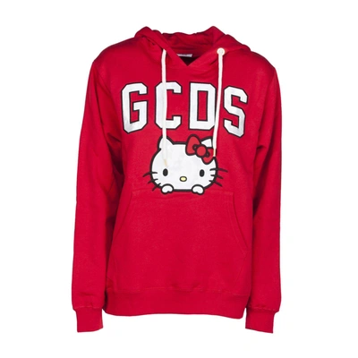 Shop Gcds Hello Kitty Logo Hoodie In Red
