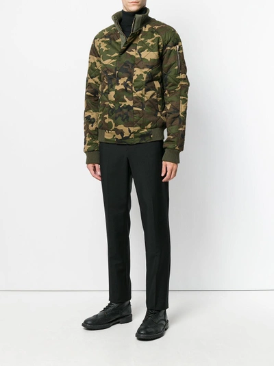 Balmain Quilted Camouflage Cotton Bomber Jacket ModeSens