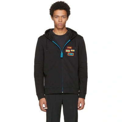 Shop Fendi Black Words Zip Hoodie