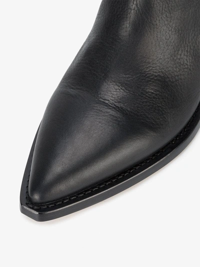 Shop Saint Laurent Black Pointed Toe Leather Boots