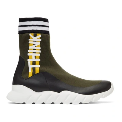 Shop Fendi Multicolor Sock 'think ' High-top Sneakers