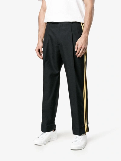 Shop Gucci Double Stripe Cropped Trousers In Blue